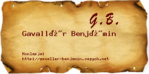 Gavallér Benjámin névjegykártya