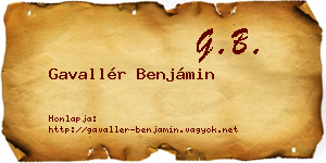 Gavallér Benjámin névjegykártya